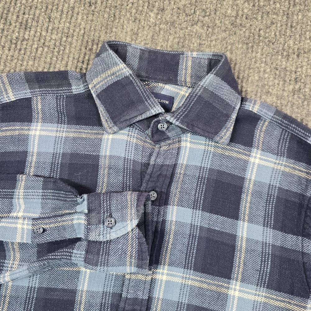 Proper‎ Cloth Shirt Mens Small Blue Plaid Flannel Button Up Long Sleeve Casual